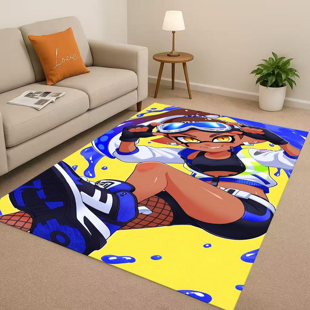 3D Splatoon Game Cartoon Living Room Non Slip Area Rug Soft Carpet for Bedroom Playroom Sofa,Easy Clean Home Decor Doormat