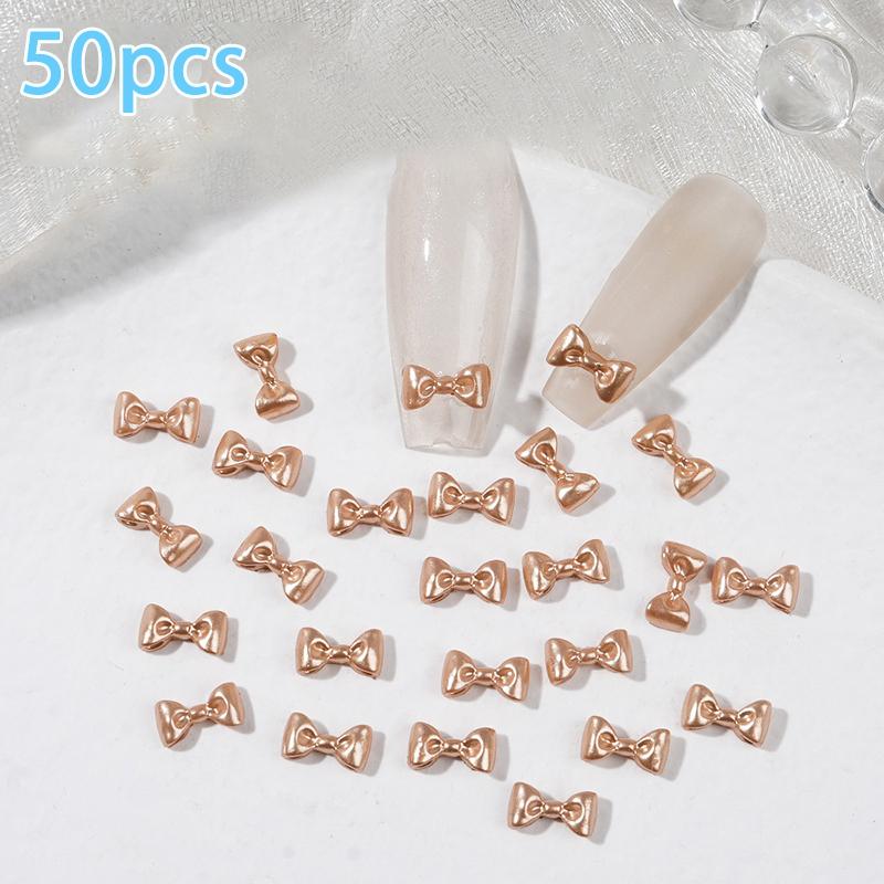 

50 Pcs White Resin Bow Nail Charm Parts 3D Rhinestone Nail Art Decoration Accessories Supplies For Diy Korean Manicure Design шампанського