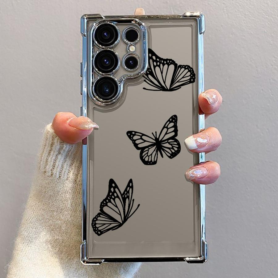 Ink Butterfly Case for Samsung Galaxy S21FE s24ultra s24fe S24 S25 Ultra S22 Ultra S20 FE S23 S25 Plus Soft Cover