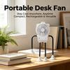 Portable Rechargeable Desk Fan with LED Light and Suction Cup Holder for Office Home