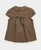 SOME PLACE Check Lace Contrast Sequin Star Print Frill Short Sleeve Blouse Shirt [Brown]