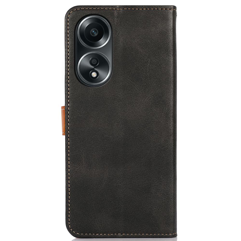 KHAZNEH For Oppo A58 5G Leather Wallet Phone Cover Foldable Stand Cowhide Texture Case