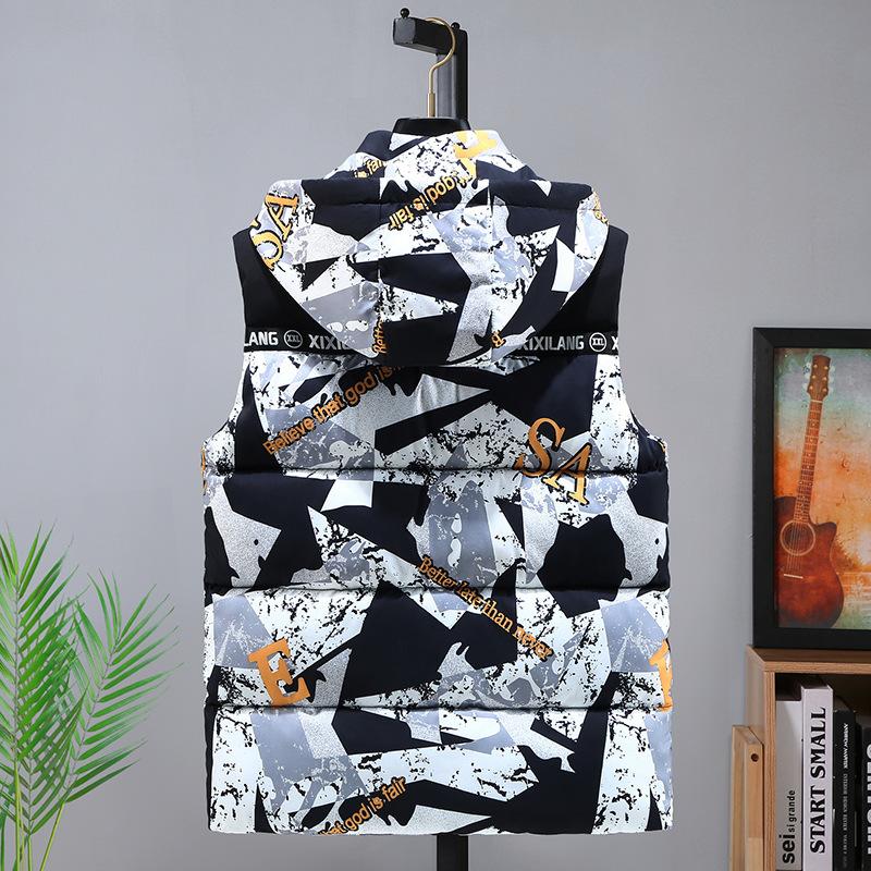 S-8XL Plus Size Men Sleeveless Jacket Winter New Casual Hooded Cotton Padded Sleeveless Vest Man Warm Camouflage Waistcoat