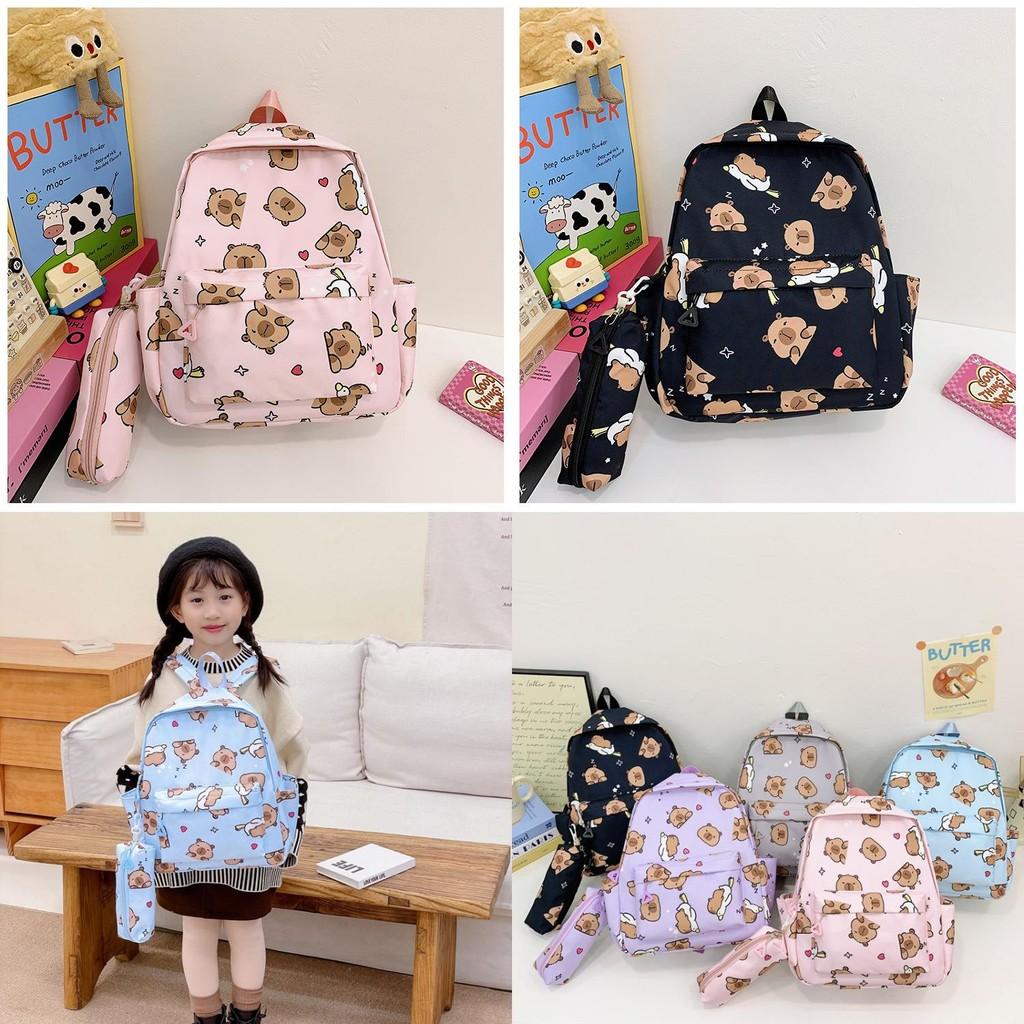 Adorable Capybara Children's Backpack With Pencil Case Fun And Stylish For School Use