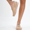 Flache Lederschuhe aus echtem Leder in Beige für Damen