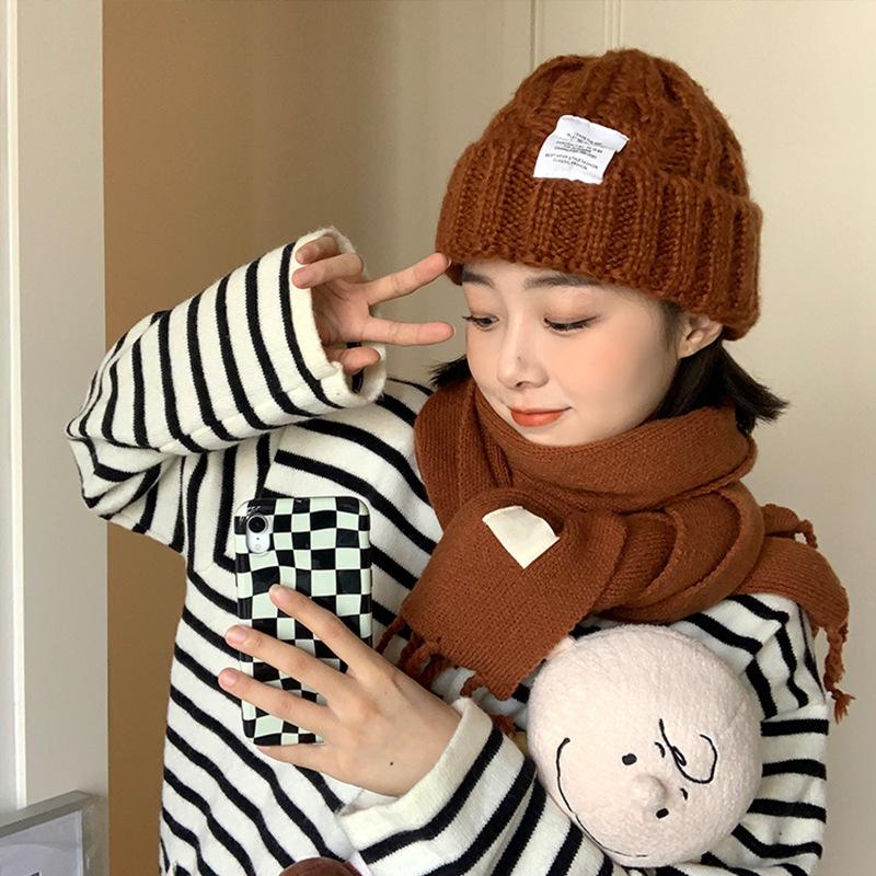 Herbst/Winter 2024 Einfarbig Studenten Männlich/Weiblich Können Frittierte Teigstränge Kombinieren Strick Warme Pile-Mütze Wollmütze