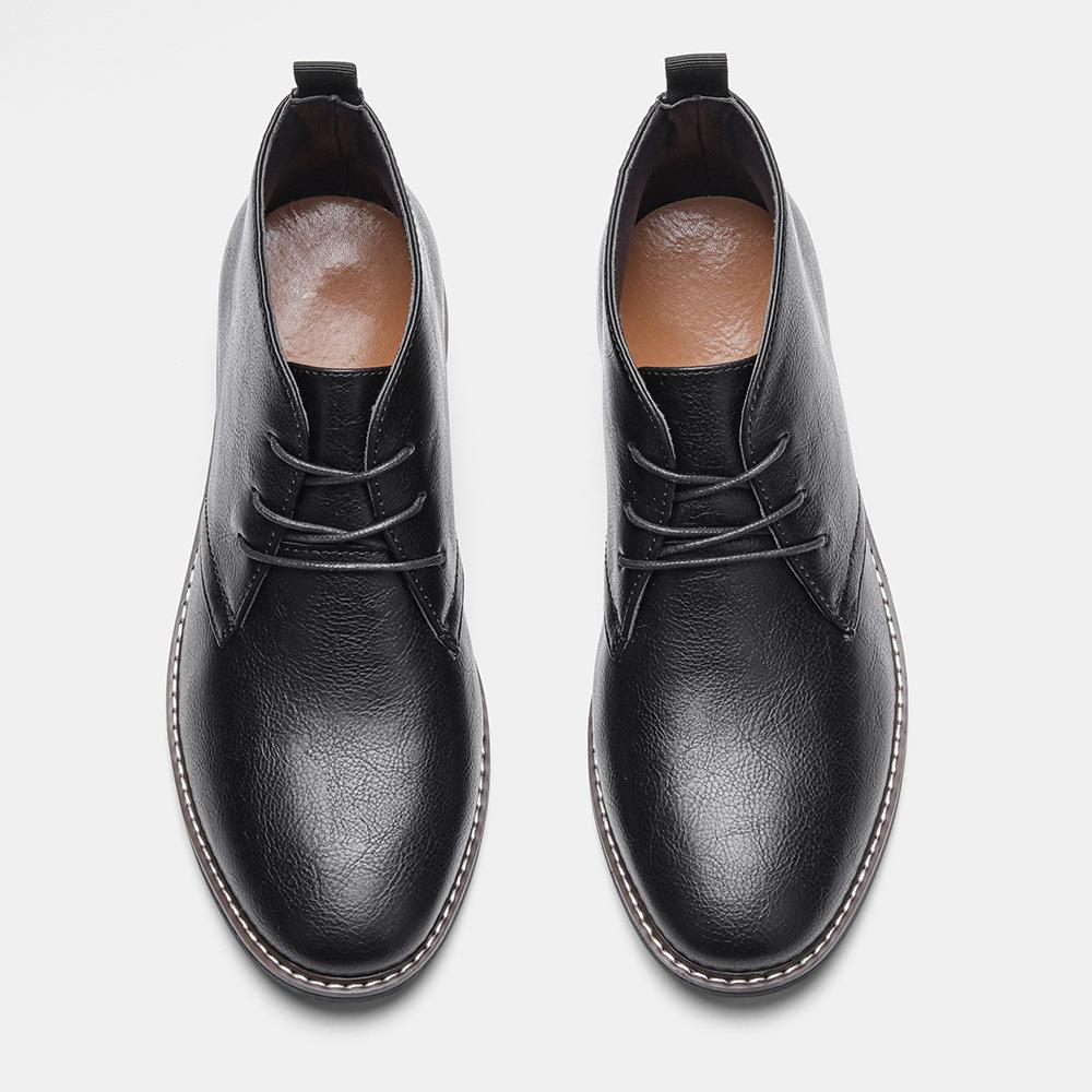 Fashion Cowhide Men's Leather Boots Lace Up Solid Color Men's Riding Boots Men Boots