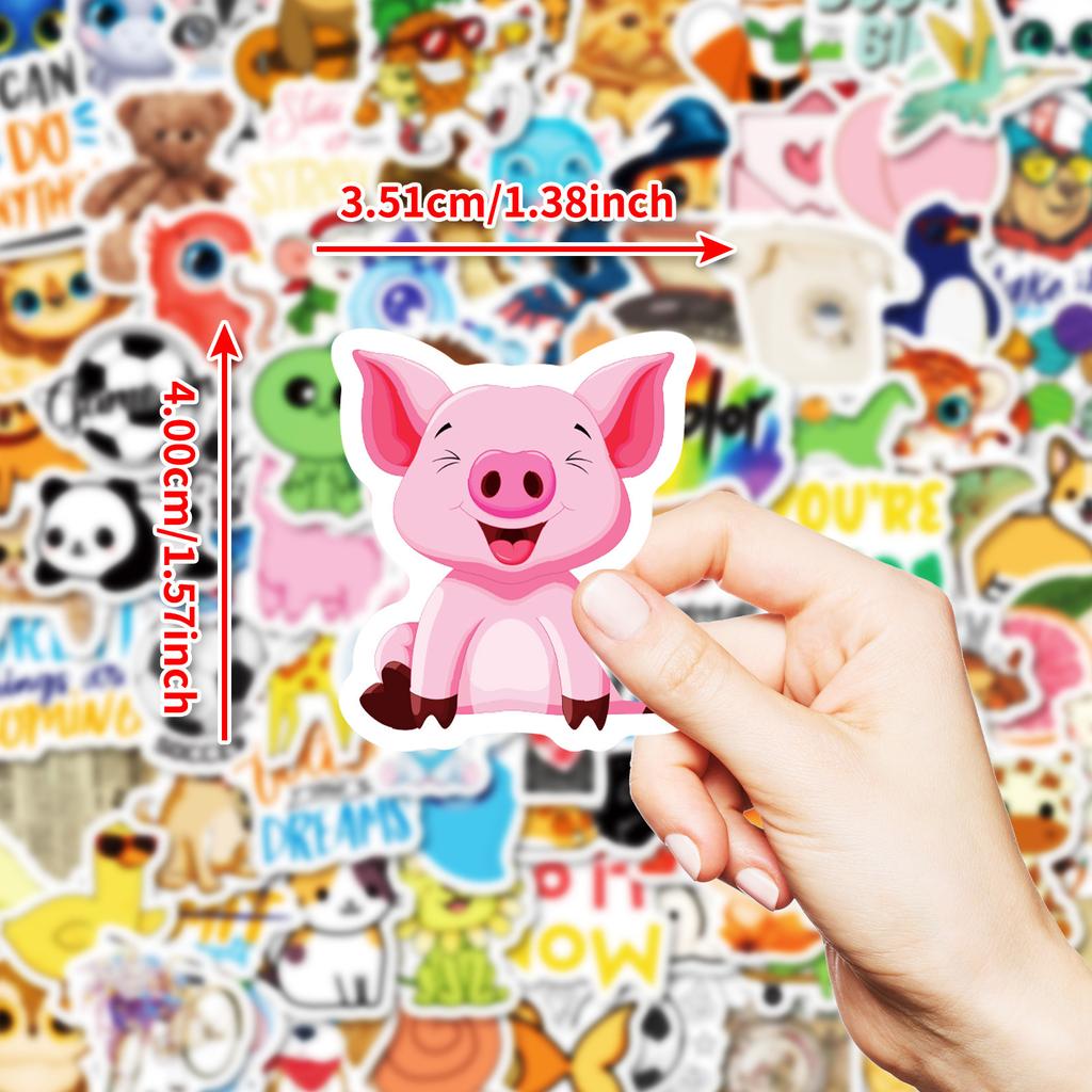 100 Small Size 4CM Doodle Mix and Match Stickers Cartoon Cute Pig Penguin Stickers