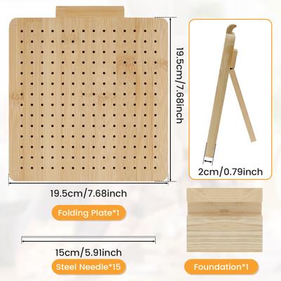 Hölzernes Häkel-Blockbrett mit 15 Stiften Handgefertigte Strick-Blockmatte mit Rille für Handarbeitsliebhaber Nähzubehör