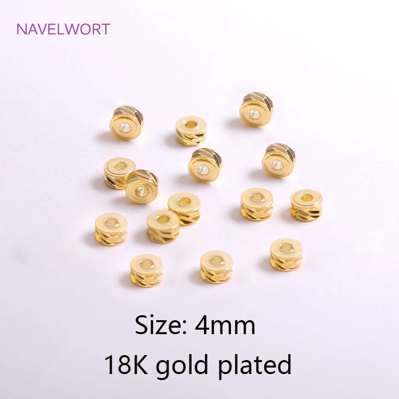 

4mm 5mm 6mm Brass Round Diagonal-Cut Beads 18K Gold Plating Flat Round Spacer Beads DIY Jewellery Making Supplies Wholesale 20 pieces