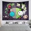 VIKAMA Tapeçaria do Invasor Zim Pendurada na Parede GIR Carta de Tarô Alienígena Hippie Trippy Arte de Parede Cult Desenho Animado Decoração de Sala de Jogos Quarto