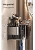 Wall-Mounted Toothbrush Holder and Mouthwash Cup, Punch-Free Space Aluminum Storage Rack