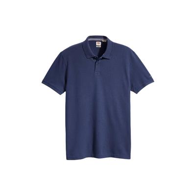 Levis Casual Comfortable Solid Color Short Sleeve Polo Shirt Men Tops Blue A7249-0001