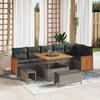 9 Piece Grey Garden Sofa Set with Cushions