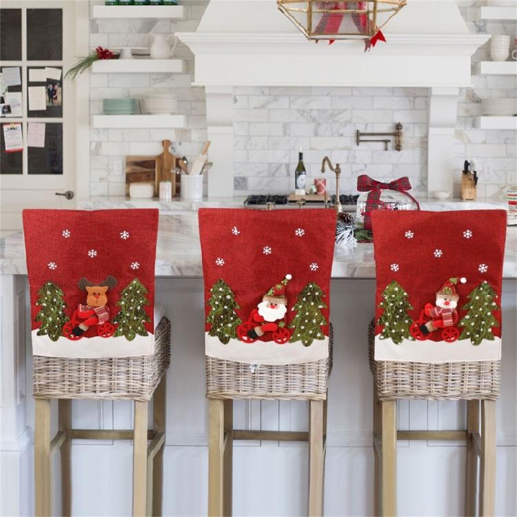 Christmas Chair Cover Santa Snowman Deer Hat Dining Chair Decoration Festive Party Decoration Wedding Party
