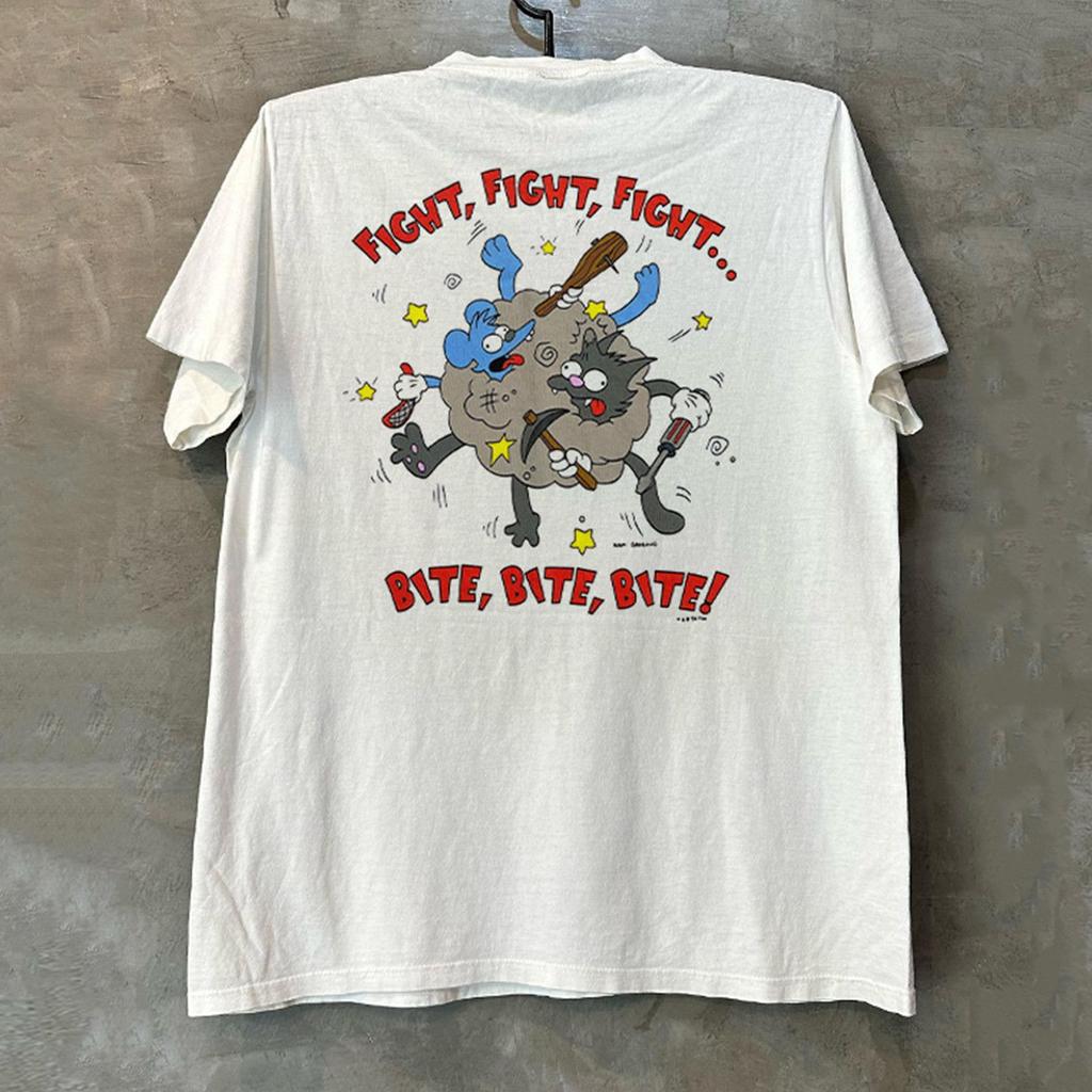 American Fun Cartoon Trendy Brand Short-sleeved T-shirt Oversized Summer Heavyweight Retro Small Neckline Half-sleeved Trend