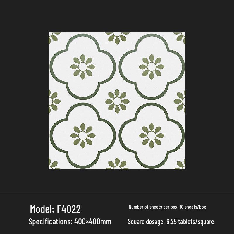 400x400 Zelená francouzská retro dlaždice s malým květinovým vzorem pro kuchyň, koupelnu, balkon a podlahu