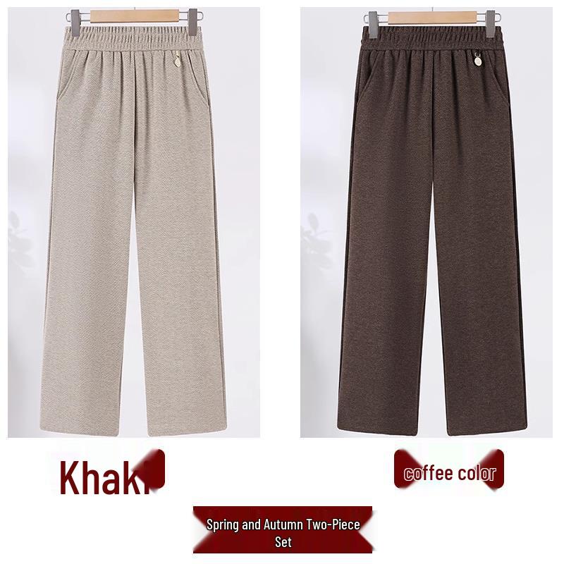 2024 Fashionable High-Waisted Woolen Pants for Middle-Aged & Elderly Women - Elastic Waist, Loose Fit, Plus Size for Autumn/Winter