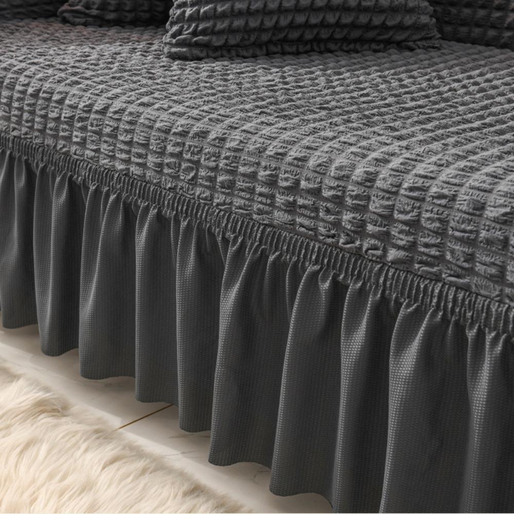 Stretch Sofa Cover Full Elastic Universal Skirt Design Anti Slip Cat Proof Bubble Grid All Season Couch Protector