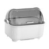 Dustproof Dish Drainer Rack with Pull Out Tray Tableware Drying Organizer Bowl Plate Cup Holder for Kitchen Countertop Storage