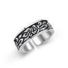 Men's Versatile Retro Thai Silver Ring with Embossed Rose Floral Pattern