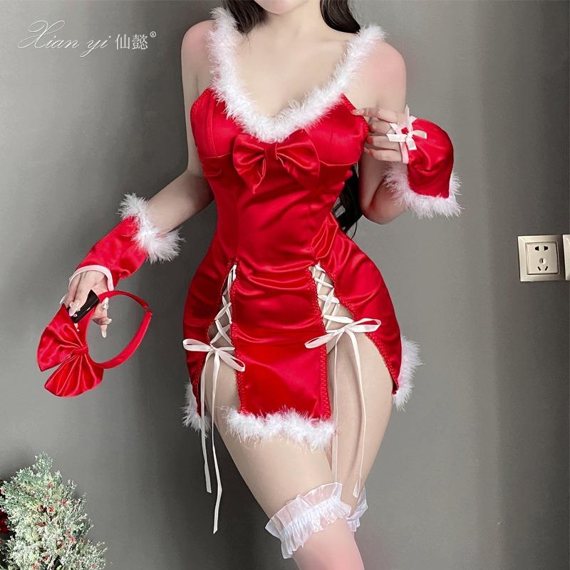 Sex Lingerie Christmas Uniform Seduction Pure Lust Sexy Open Gear Free New Robe Woman