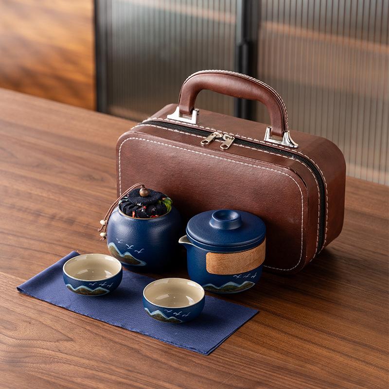 Hand-painted New Chinese High-end Gift Tea Set, One Pot and Four Cups Set, Light Luxury Gift Box, and the Whole Set of Gifts.