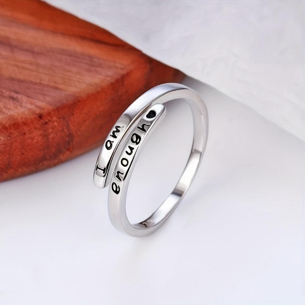 Simple Stainless Steel Ring  I Am Enough/I Am in It Wrap Ring Simple Stainless Steel Inspirational Ring