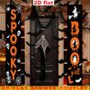 2D Flat, 2pcs 2pcs American-Style Halloween Banner & Door Couplet - "Hey Everyone, Happy Halloween!" Welcome Decoration with English Lettering, Hangin