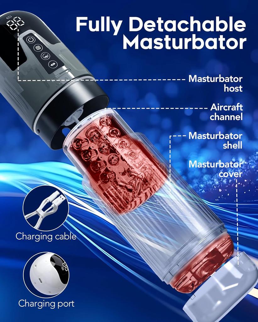 Vylepšený Elektrický Automatický Mužský Masturbátor Penisu Pumpa se 7 Sacími 7 Pulsními Rotačními Vibračními Režimy Orální Sex Dospělé Sexuální Hračky