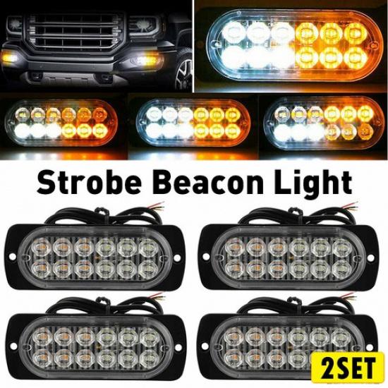8x LED Strobe Bright Light Truck Car Beacon Hazard Foglights Flash Signal Lamps