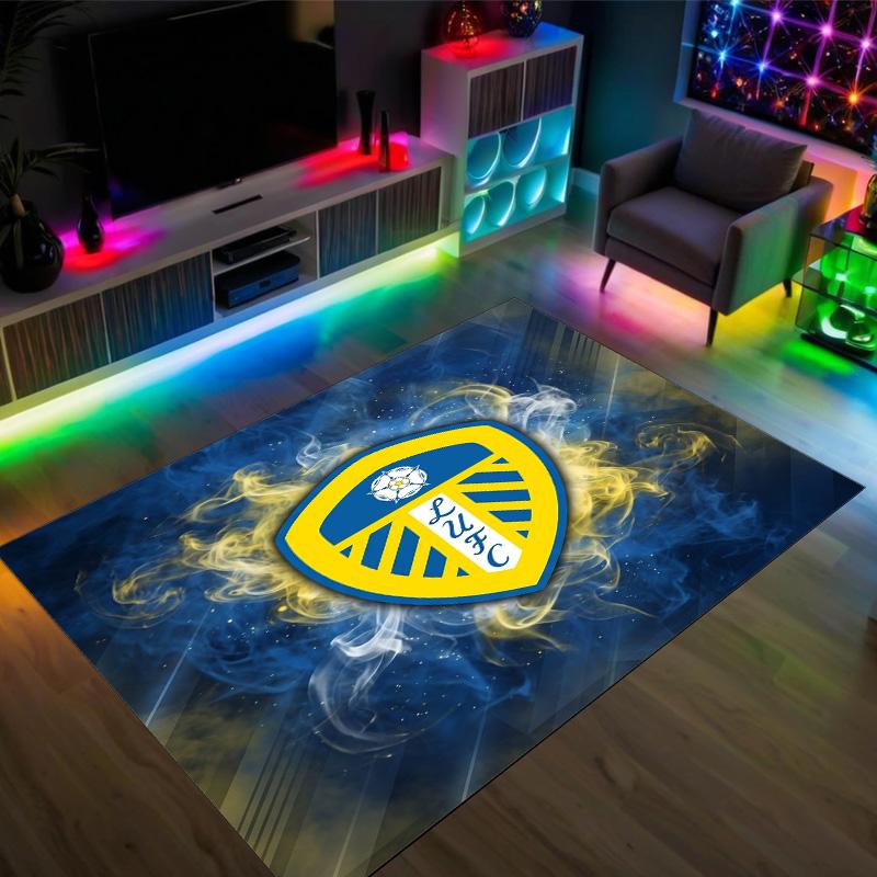 Leeds United Design Kristall Samt Teppich Gemütlich Nicht?Rutschfester Teppich mit Aufdruck für Schlafzimmer Wohnzimmer Eingang