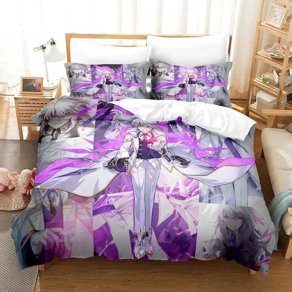3D Druck Anime Spiel Elsword Bedrucktes Bettwäscheset Bettbezug Kissenbezug Bettwäscheset Bettwäsche Laken Steppdeckenbezug Full Queen King Size