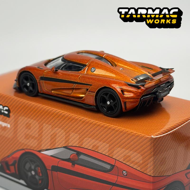 TW 1:64 Tarmac Works Koenigsegg Regera Orange Metallic Stripes alloy car model
