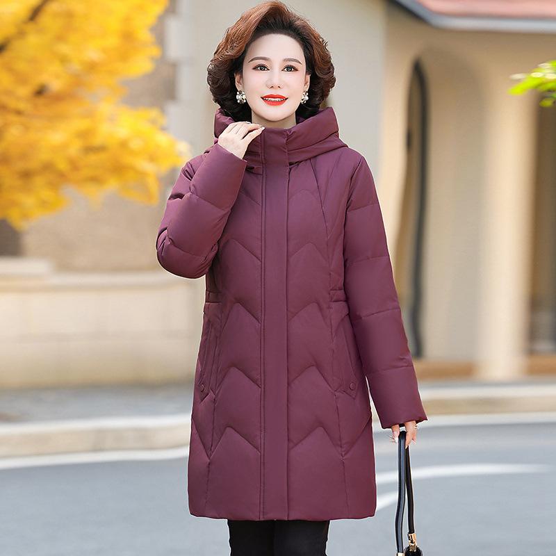Mother's wear mid-length down jacket for women winter new thickened white duck down jacket for middle-aged and elderly women