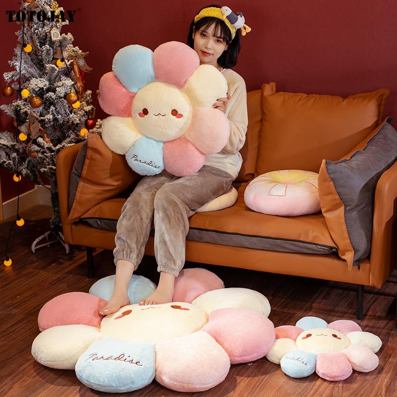 40-90cm Smile Sunflower Plush Toy Stuffed Donut Doll Cat Pet Cushion Mat Pillow Home Bedroom Car Shop Restaurant Decor Girl Gift
