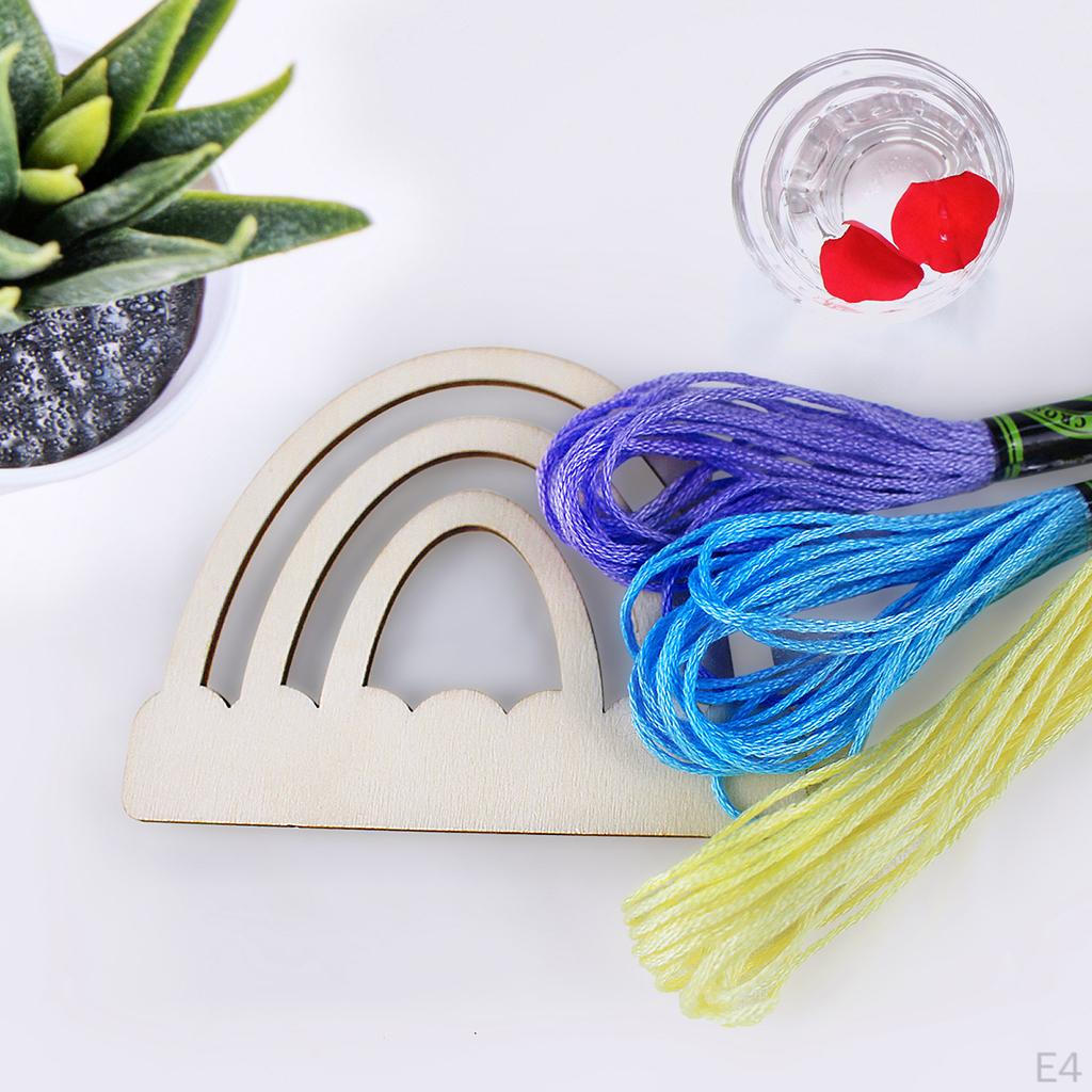 Hand Made Wood Weaving Piece Set DIY Material Kit Wooden Slices Handknitted Projects Ornament for