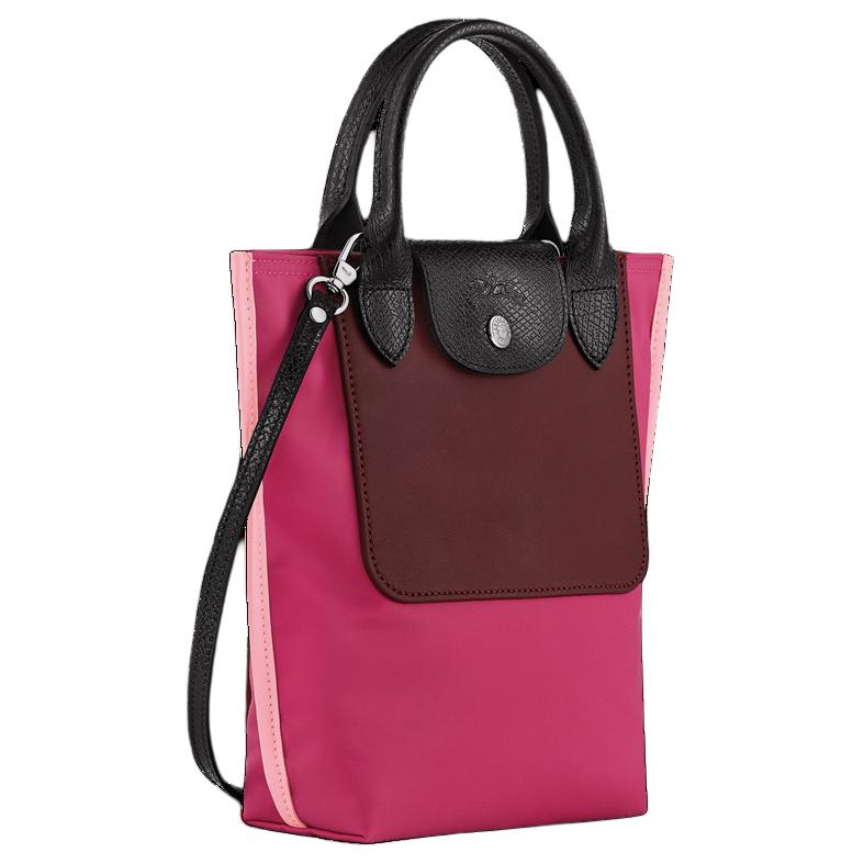 Longchamp Vorderseite Konkav Geprägtes Logo Nylon/Leder Schulter Crossbody Tote Tasche Damen Taschen Magenta 10263093J13