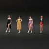1/64 Diorama Figure Miniature Scene Handpainted Character Lady with Dress Photo Props for Railway