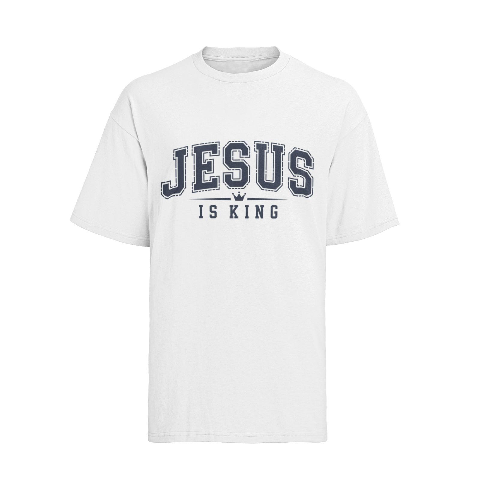 Иисус Царь Вера Бог Царь Религия Церковь Хлопок Женская Оверсайз Футболка Мужская Женская Футболки Топ S