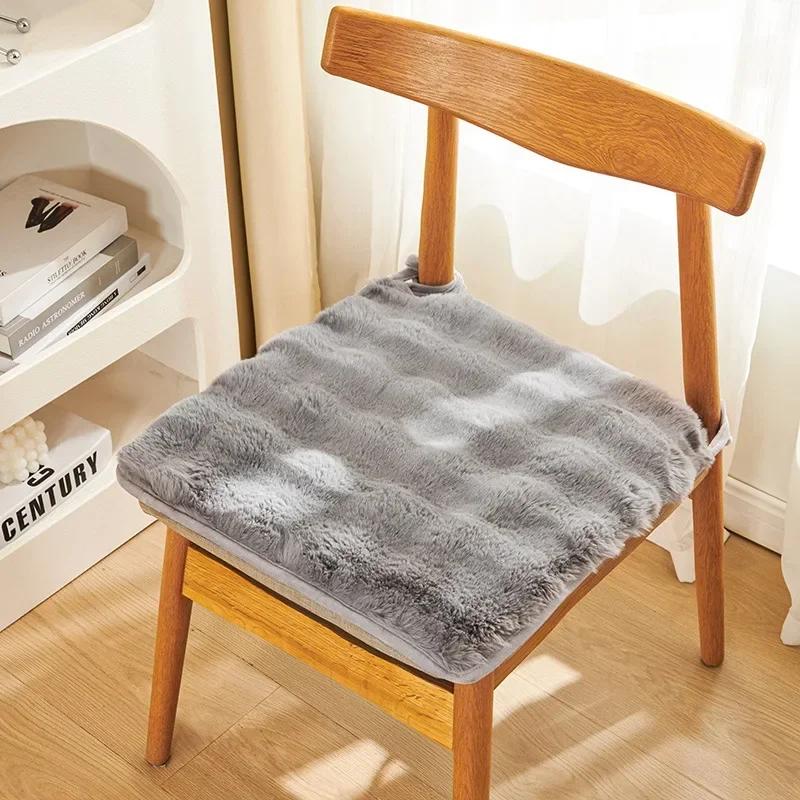 Rabbit Plush Chair Seat Pads Square Warm Winter Chair Pads 40x40cm Non Slip Stool Mat Bedroom Window Floor Mat Decor Cushion