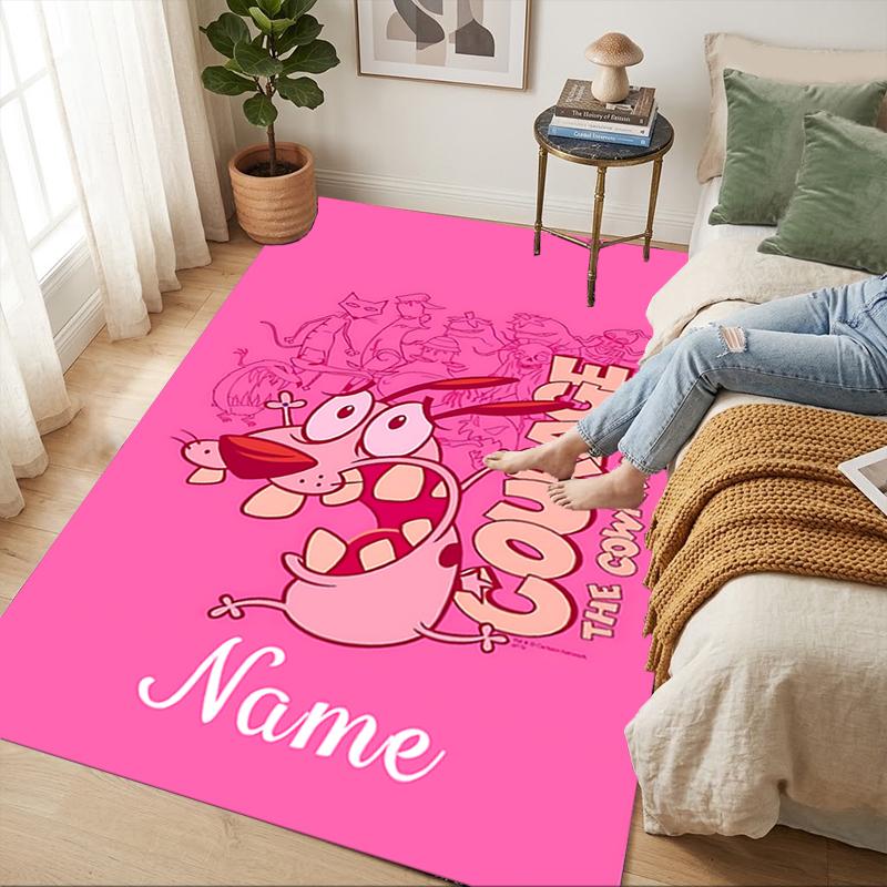 Custom Name Pink Piggy Living Room Non-Slip Area Rug Soft Carpet for Bedroom Kids Playroom Sofa Office Home Decor Doormat