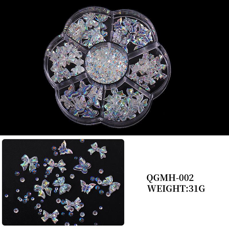 Nail Art Jewelry 7 Grid Plum Blossom Aurora Shell Nail Art Steel Ball Mixed Fingertip Diy Nail Art Decoration