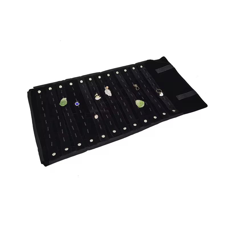 High-quality All-black Velvet Jewelry Storage Display Serie Roll Bag Ring Earring Necklace Watche Portable Storage Display Bag