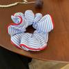 Scrunchies Headband Red Edge Blue Striped Hair Ties Temperament Sweet Elastic Hair Band Girls Hair Accessories Women School Bows