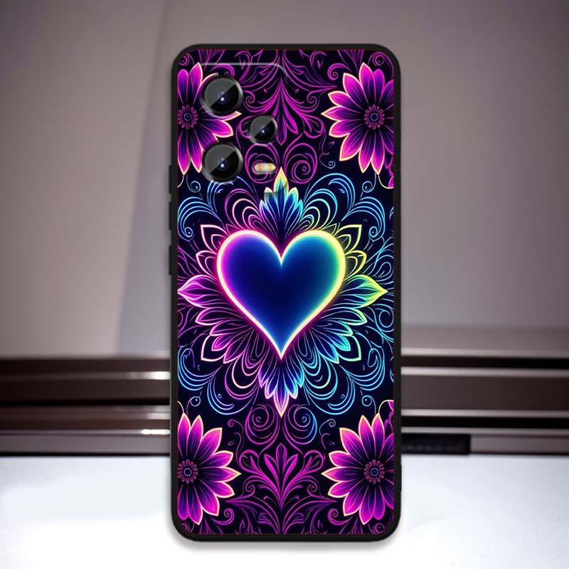 Luxurious Love Design Art Phone Case For Xiaomi Redmi Note 15 14 13 12 12S 11E 11 11S Pro Plus 4G 5G Black Soft TPU