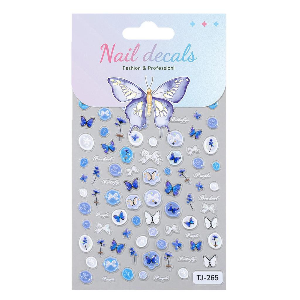 Azure Butterfly Nail Stickers - Dreamy, Colorful, Light Fresh Shell Design
