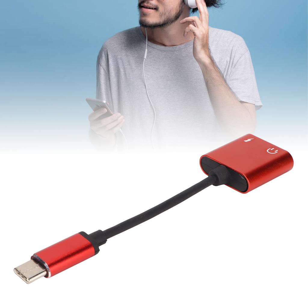 2 in 1 Headphone Adapter Type C to 3.5mm Port Charging Port   Portable Earphone Converter