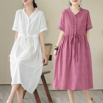 Summer Jacquard Ethnic Waisted Loose Skinny Dresses