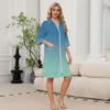 Women's Zip Front Lightweight Robe with Pockets - 3/4 Sleeve Knee Length Bathrobe and Loungewear